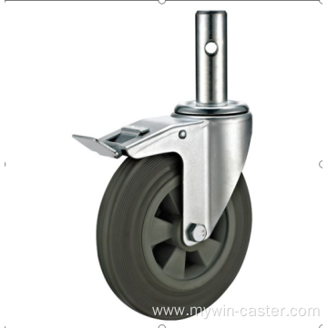 100mm threaded stem European industrial rubber swivel caster with brake